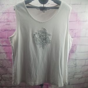 Embellished White Tank Top 2X
